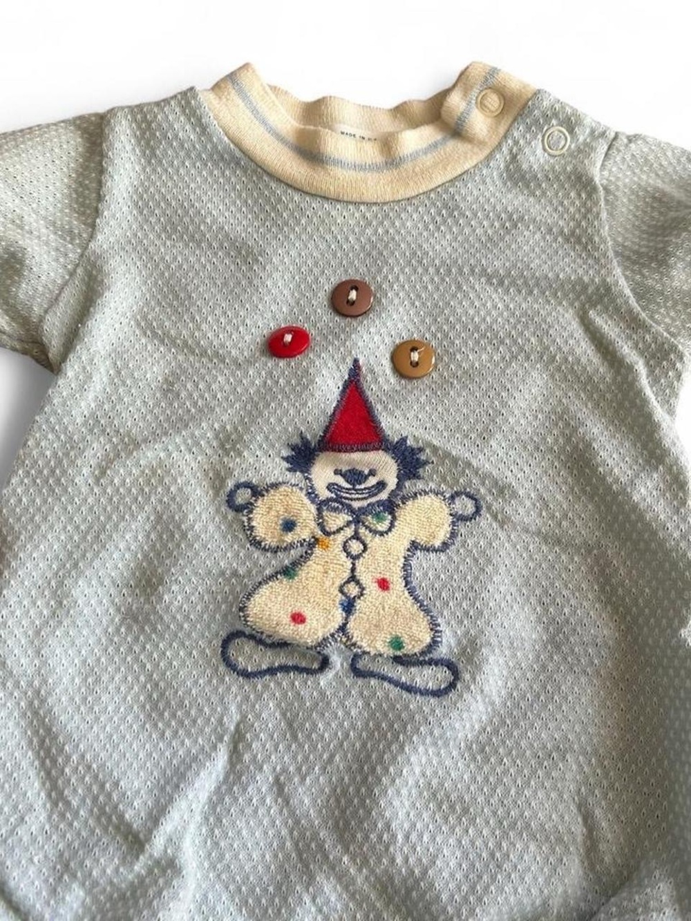 Vintage Kids Health-tex Stantogs Blue & White Clown One Piece 6 Months - Picture 2 of 8